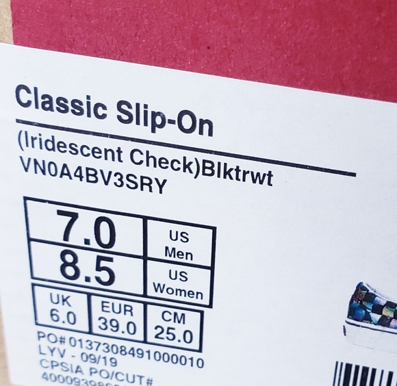 Vans Iridescent Slip-On Check Rainbow Shoes - Picture 10 of 10